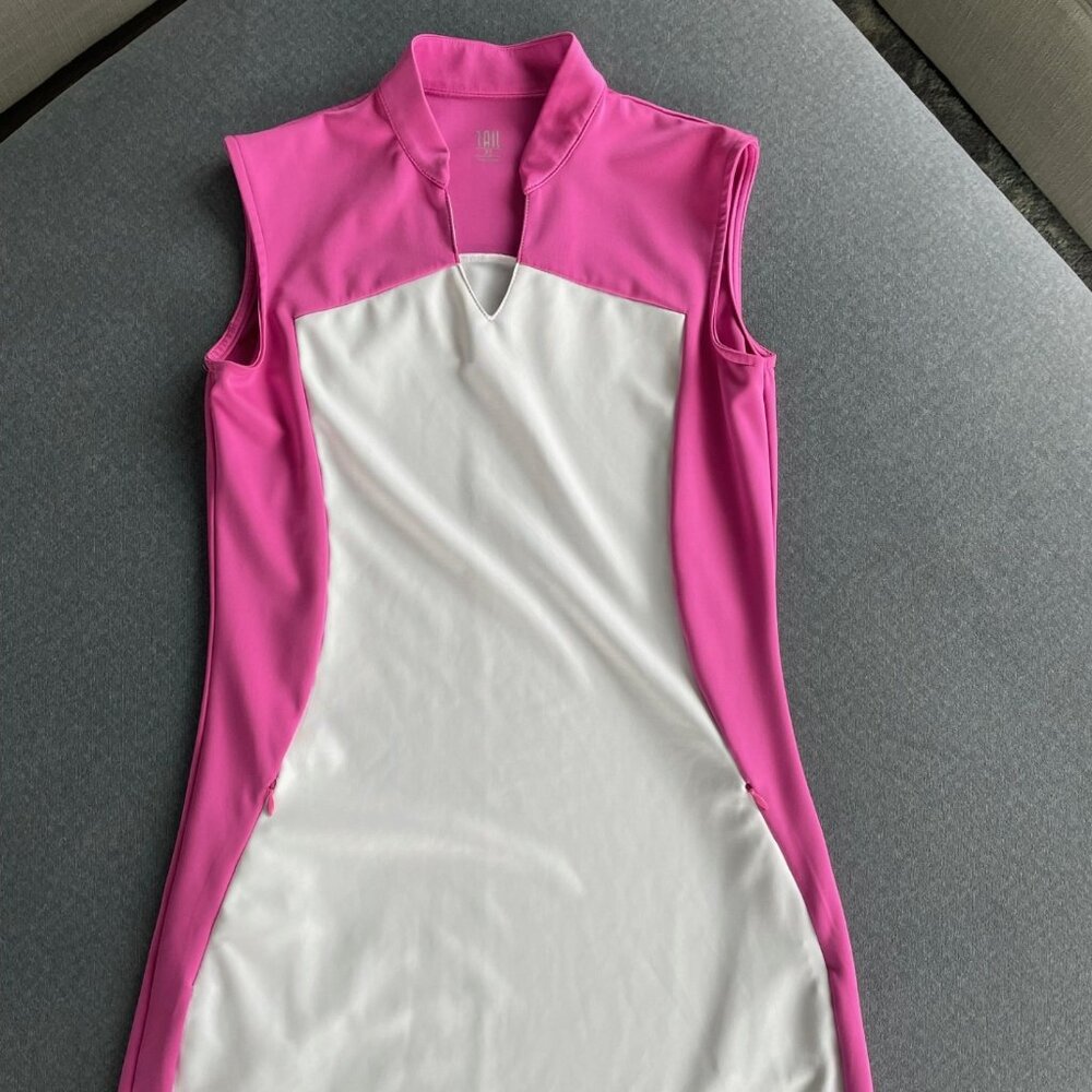 Women's Golf Dress with Shorts | XS | Sleeveless V-Neck | Colorblock Pink/White